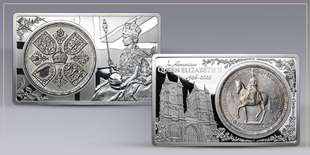 Queen Elizabeth II Memorial Silver Ingot & Coin Set