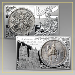 Queen Elizabeth II Memorial Silver Ingot & Coin Set